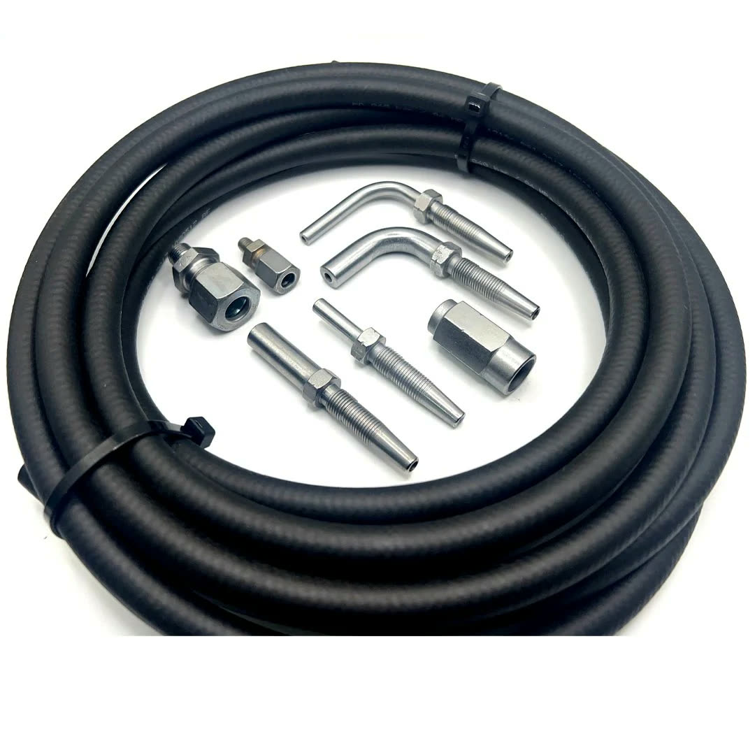 Grease hose and fittings for lubrication systems on earthmoving and agricultural equipment